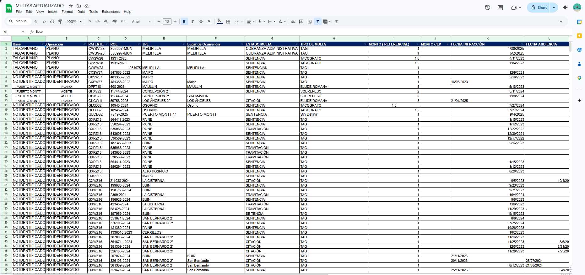 Excel + Google Drive anterior